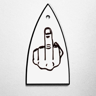 GUITAR TRUSS ROD COVER - Engraved Etched - Fits ESP LTD - MIDDLE FINGER FU WHITE