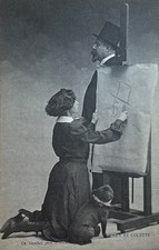 Willy Colette author Dog FRENCH BULLDOG Toby antique PC c.1910