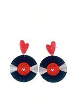 50's Record Earrings Vintage Round Record Acrylic Earrings Rock 'n' Roll Women's