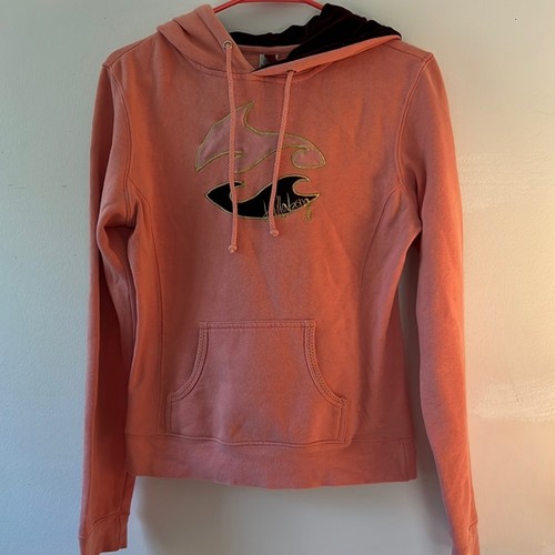 Y2K billabong salmon and burgundy velour hoodie cotton blend size M vintage - Picture 2 of 8
