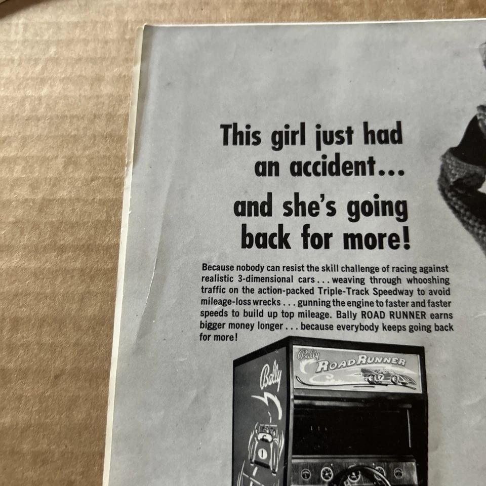 Anuncio Original Road Runner Bally 1970 11 By8" ARCADE GAME FLYER Foto 2 de 2
