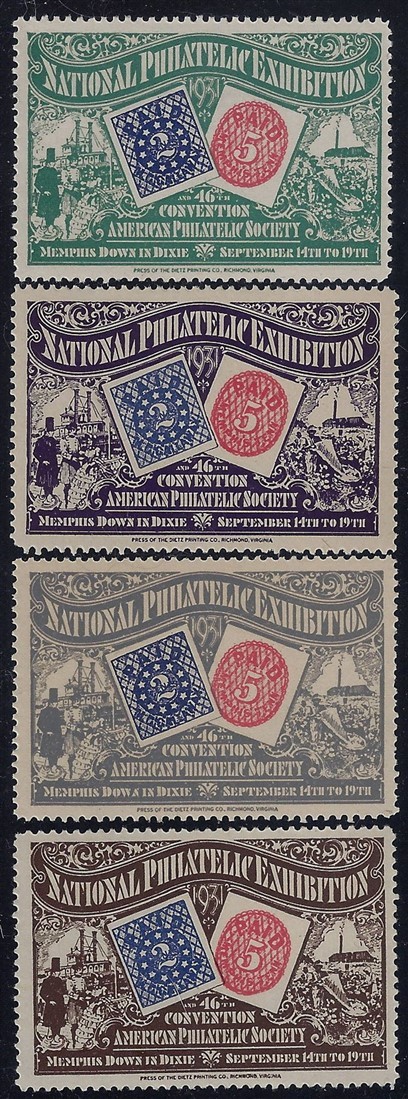 1931 National Philatelic Exhibition APS Memphis Cinderella Poster Stamps MH/NH