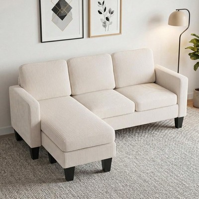 73'' Sectional Sofa 3 Seat L Shaped Couch with Reversible Chaise or Ottoman