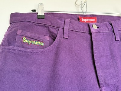 Vintage Supreme Gonz Purple Denim Jeans Size 34 Embroidered Coin