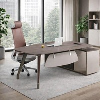 Brauner Eckschreibtisch LuxuriöSer Chefschreibtisch Designer MöBel