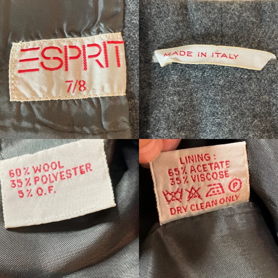 Blazer De Colección Esprit Para Mujer Gris Mezcla Lana Talla 7/8 Hecho en Italia Cierre de Botones Foto 3 de 4