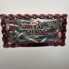 Bell Die Cast Metal Chain License Plate Frame Mega Red 46597-8 1420 Free Ship