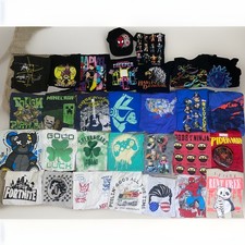 Lot Of 30 Kids Clothing Graphic T-Shirts Youth Vintage and Modern
