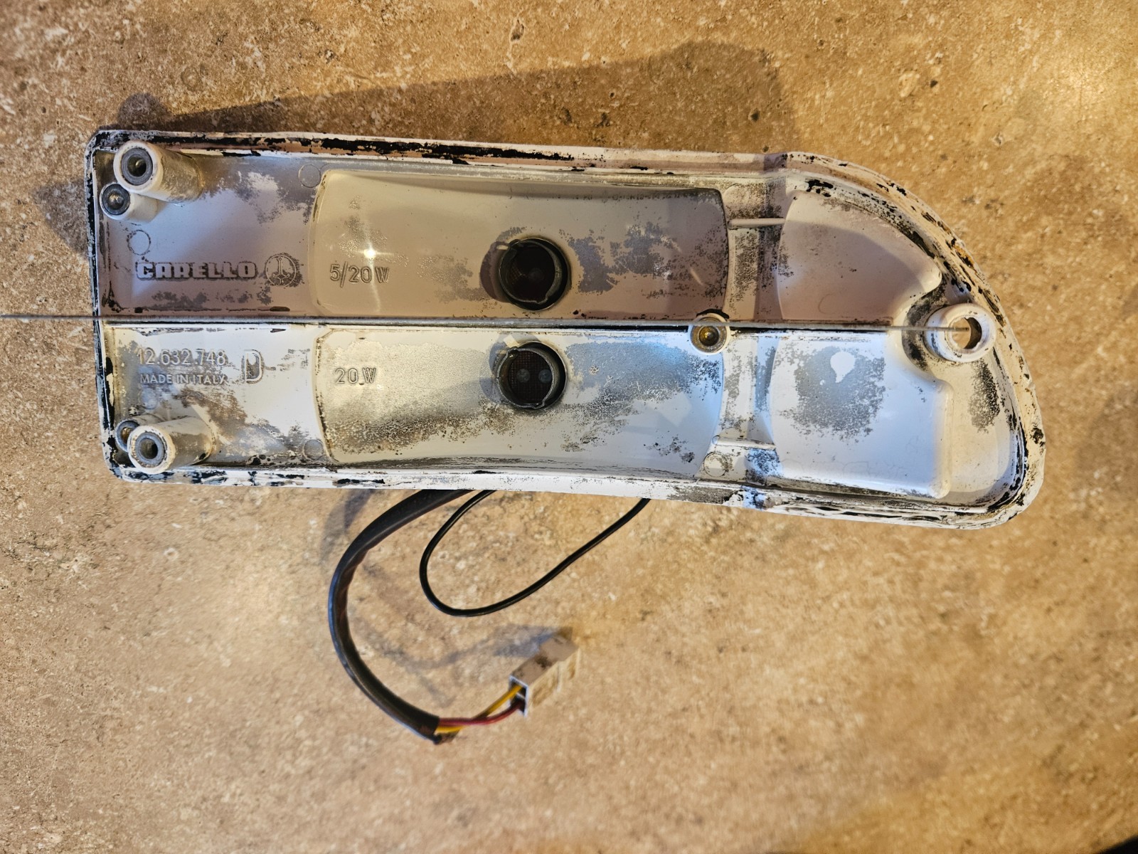 1967 Fiat 850 Spider Lamborghini tail light housing RH Rear 12.632.748 Carello