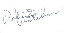 Robert Mitchum Autogramm signed 5x11 cm Karteikarte 