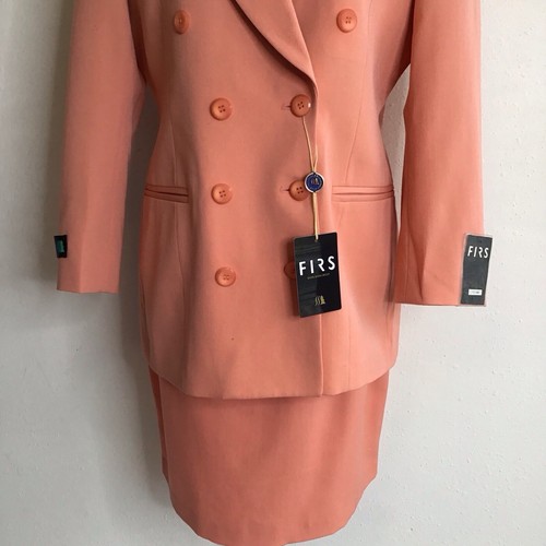NWT - FIRS ASIAN WOMEN PEACH 2 PIECE DOUBLE BREAST BLAZER SKIRT BUSINESS SET S - Picture 5 of 18