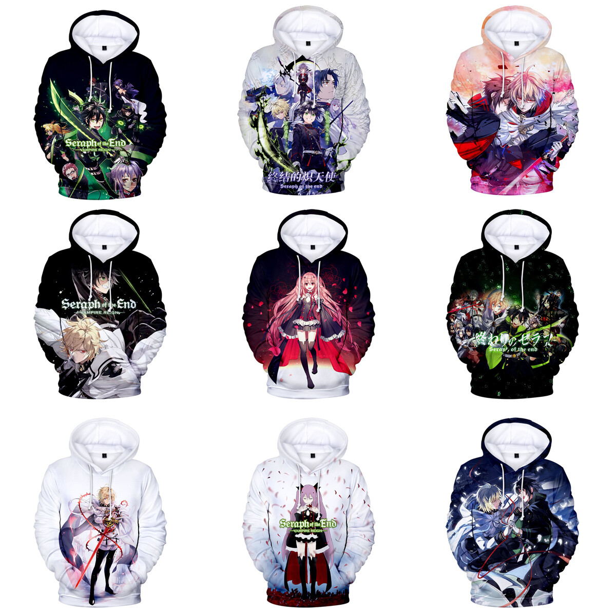 Serafín del Fin Sudaderas con Capucha 3D Juegos con disfraces Shinoa Hiiragi Sudaderas Chaquetas Disfraces