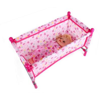 Nursery Room Furniture Decor ABS Baby Doll Crib Bed Kids Pretend Play Toy 
