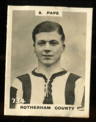 Tarjeta de tabaco, alfiler, futbolistas, 1922, kf tipo 3,A Pape, condado de Rotherham, #734 - Imagen 1 de 2