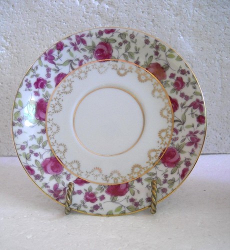 NAPCOWARE Footed Coffee/Tea Cup & Saucer C-7120 Lustreware Pink Floral - Picture 6 of 7