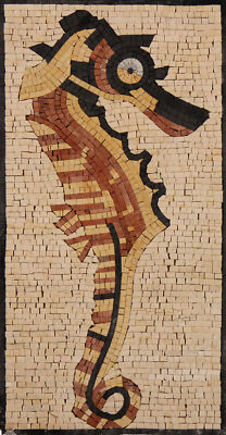 Tiny Sea Horse Handmade Cute Marble Mosaic