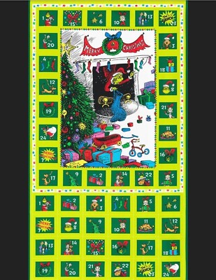 Dr.Suess, How The Grinch Stole Christmas Advent Calendar Fabric Panel 24.5''x44! 
