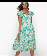 TALBOTS Women Fit & Flare Dress Floral Tropical 100% Cotton Lined Size 14 New