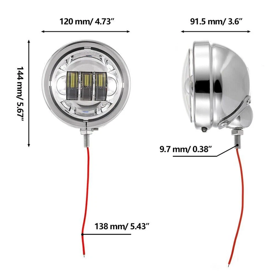 Faros antiniebla LED de paso de 4,5" para motocicleta Harley Davidson cromados Foto 4 de 4