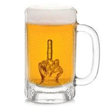 Middle Finger Beer Mug – Glass Beer Mugs with Handle 