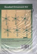 NEW SUNRISE BEADED ORNAMENT KIT EMERALD SNOWFLAKES SET OF 6