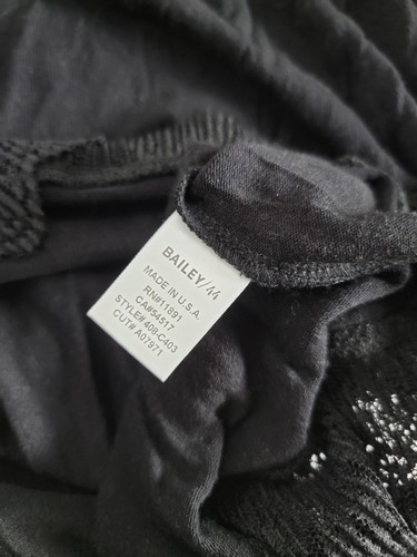 BAILEY 44 Womens Medium Black Wool Blend Long-sleeve Top with Lace Trim 408-C403 - Picture 5 of 8
