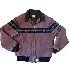 VINTAGE Carhartt JR0005 90s Aztec Hooded Jacket XXL Faded Black