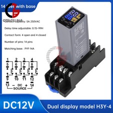 Adjustable Digital Time Relay Cycle Time Delay Relay With Base DC12V 24V AC220V