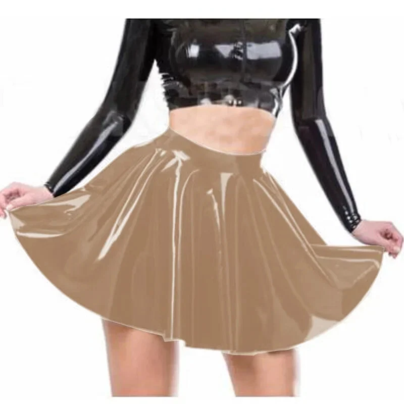 Minifalda de charol Wetlook Sissy brillante PVC cintura alta falda línea A Foto 2 de 4