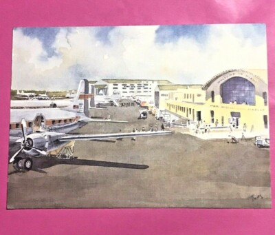 Vtg Pan Am Terminal Pan American Airlines POSTCARD Miami Int l Airport 1929