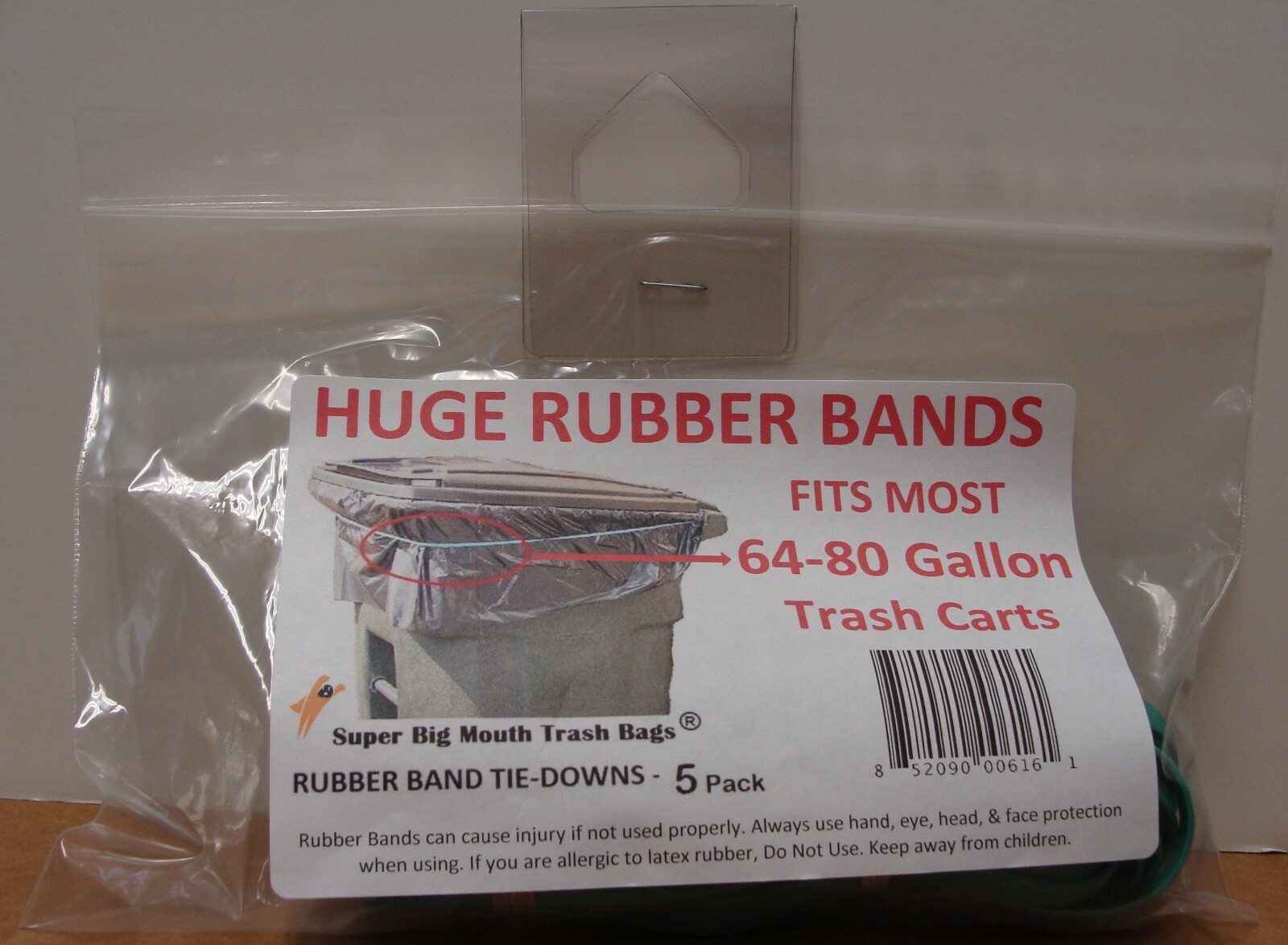Unknown Super Big Mouth Trash Bags Rubber Bands 5pack Fits 64 80