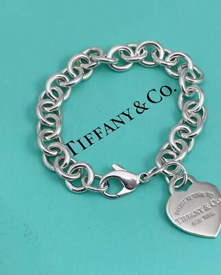 Return to Tiffany & Co Heart Tag Charm Bracelet in Silver with