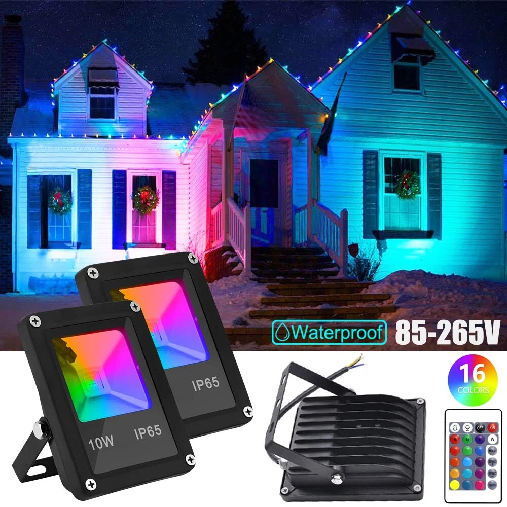 10W Dimmable LED RGB Flood Light Color Changing Lights Garden Landscape Lighting