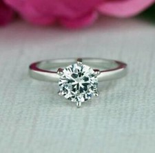 1.50Ct White Round Cut Solitaire CZ Engagement Ring In 925 Sterling Silver