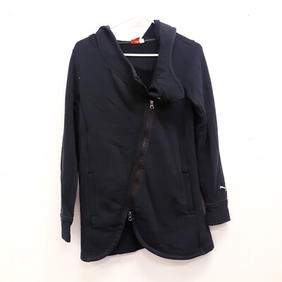 Puma Womens Diagonal Zip Up Sweater Carcoal Black Size L Athleisure Jacket