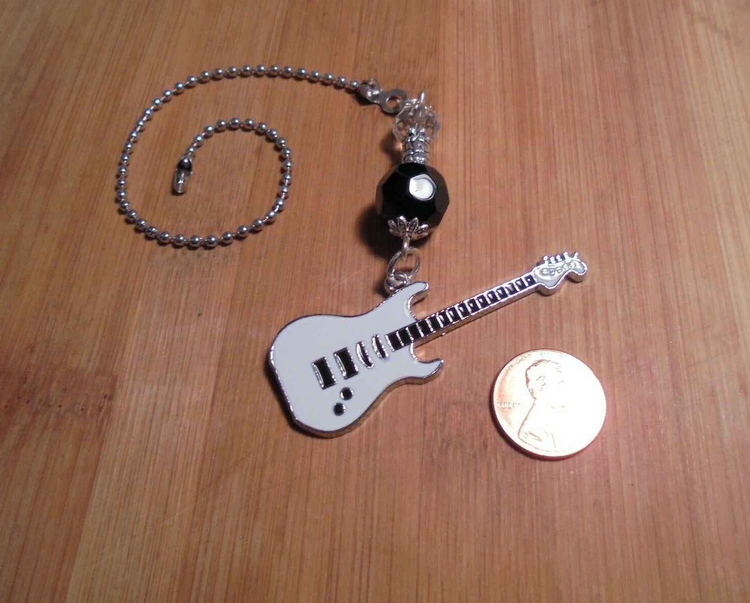 Guitar White Crystal Ceiling Fan Pull Hook On Chain Fan Lamp Auto