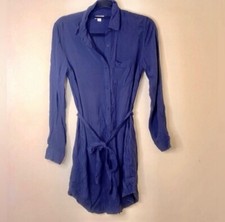 GAP Half Button Down Long Sleeve Tie Waist Lightweight Dress Size Medium