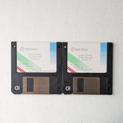 1992 Sierra Coktel Vision Gobliiins PC DOS Game Ver#1.0 3.5'' 2 x Floppy Disks