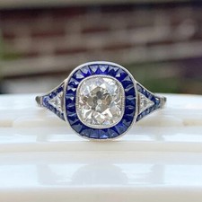 1.30CT White Cushion Cut CZ Women's Antique Art Deco Wedding Ring In 925 Silver