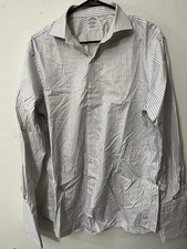 Brooks Brothers Makers and Merchants Slim Fit White Striped Shirt 16-34 USA Flag