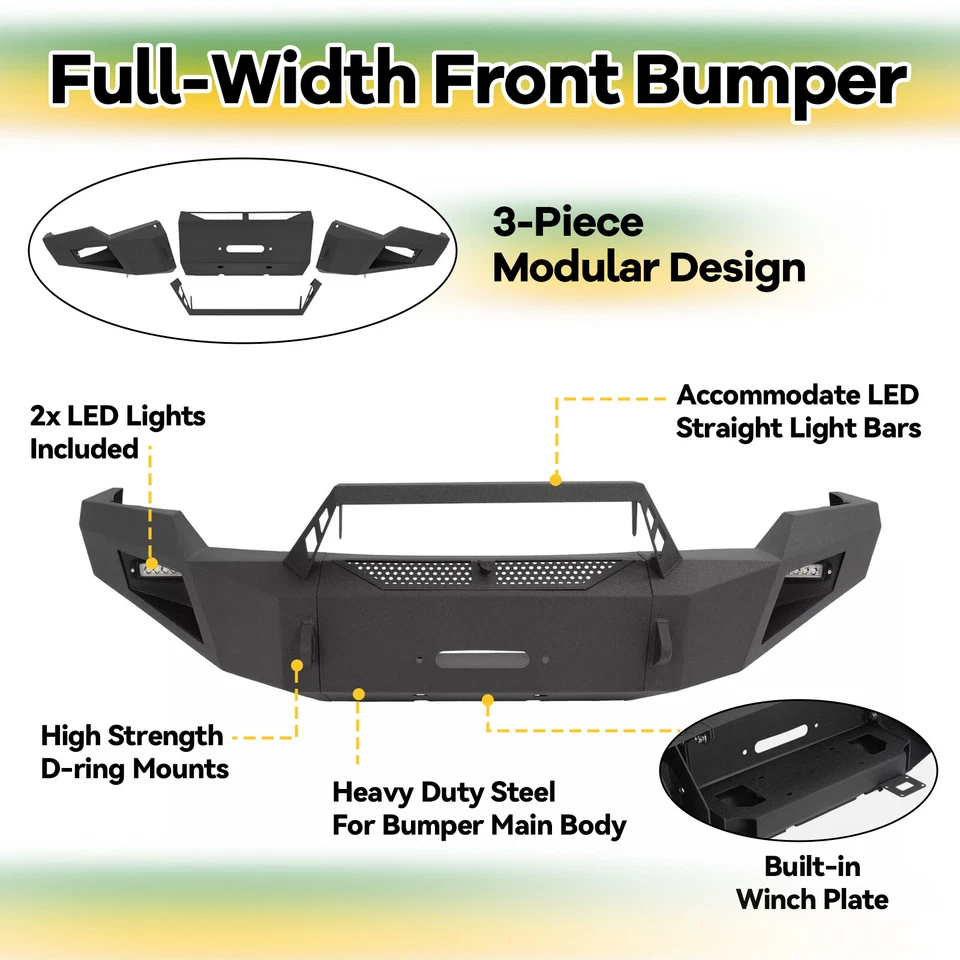 For 2003-2005 Dodge Ram 2500 Heavy Duty Front Bumper w/ Winch Plate LED Light Foto 2 de 4