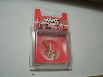 VMC  9649GO round bend  treble Fishing Hooks -Size- 12 -  6 Pcs. gold