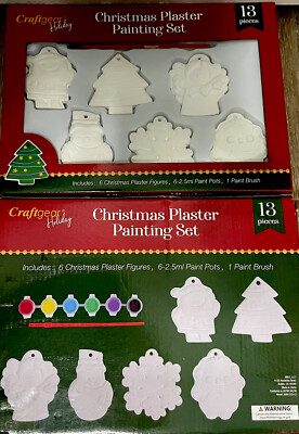 2-13pc DIY Christmas Craft Kids party favor activity plaster ornament paint sets