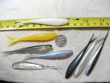 40-3"-MIX-crappie-panfish-soft minnows-jigs-grubs-flukes-kit-scent-split tails