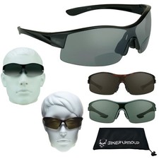 Bifocal Sun Reader Reading Glasses Sports Wrap Smoke Golf Cycling Drive