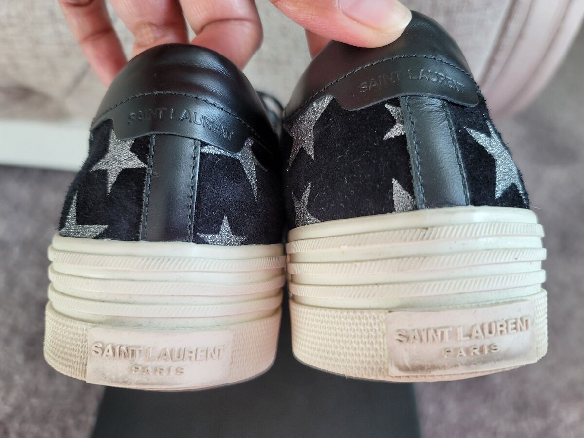 Saint Laurent Size 39.5 Star Sneakers Black Suede Metallic Saint Laurent Size 39.5 Star Sneakers Black Suede Metallic