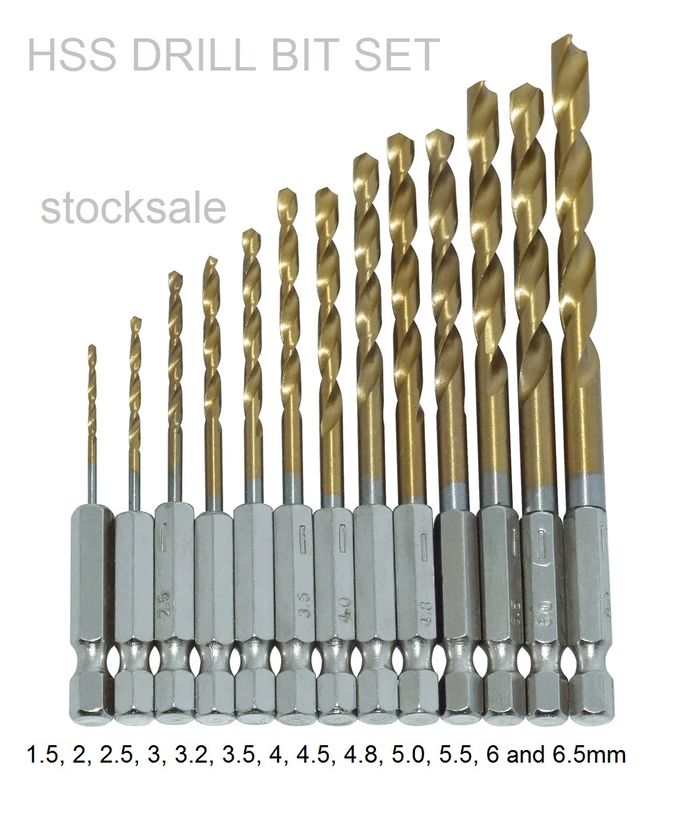13PC HSS Titanium Coated Drill Bit Set 1/4" HEX Shanks 1.56.5MM Bits