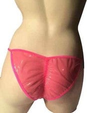 Women's or Men's Latex Panty BUTT HUGGER Brief String Bikini Tanga Ruched Back