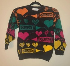 1980's Brisbane Express Vintage Crayon Sweater Retro Bright Girl's Size M READ
