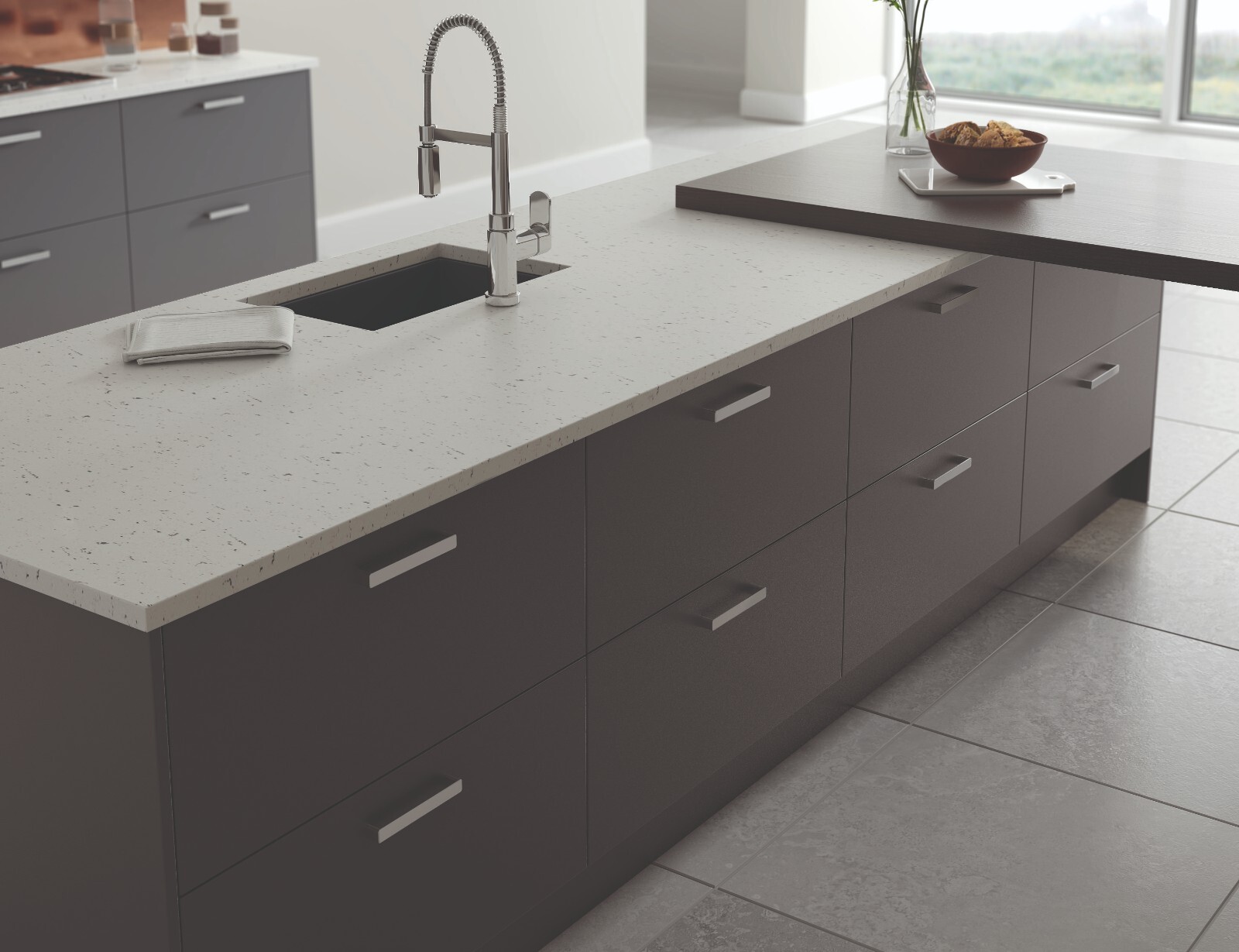 Anthracite Dark Grey Painted Matt Kitchen units Smooth slab door ready